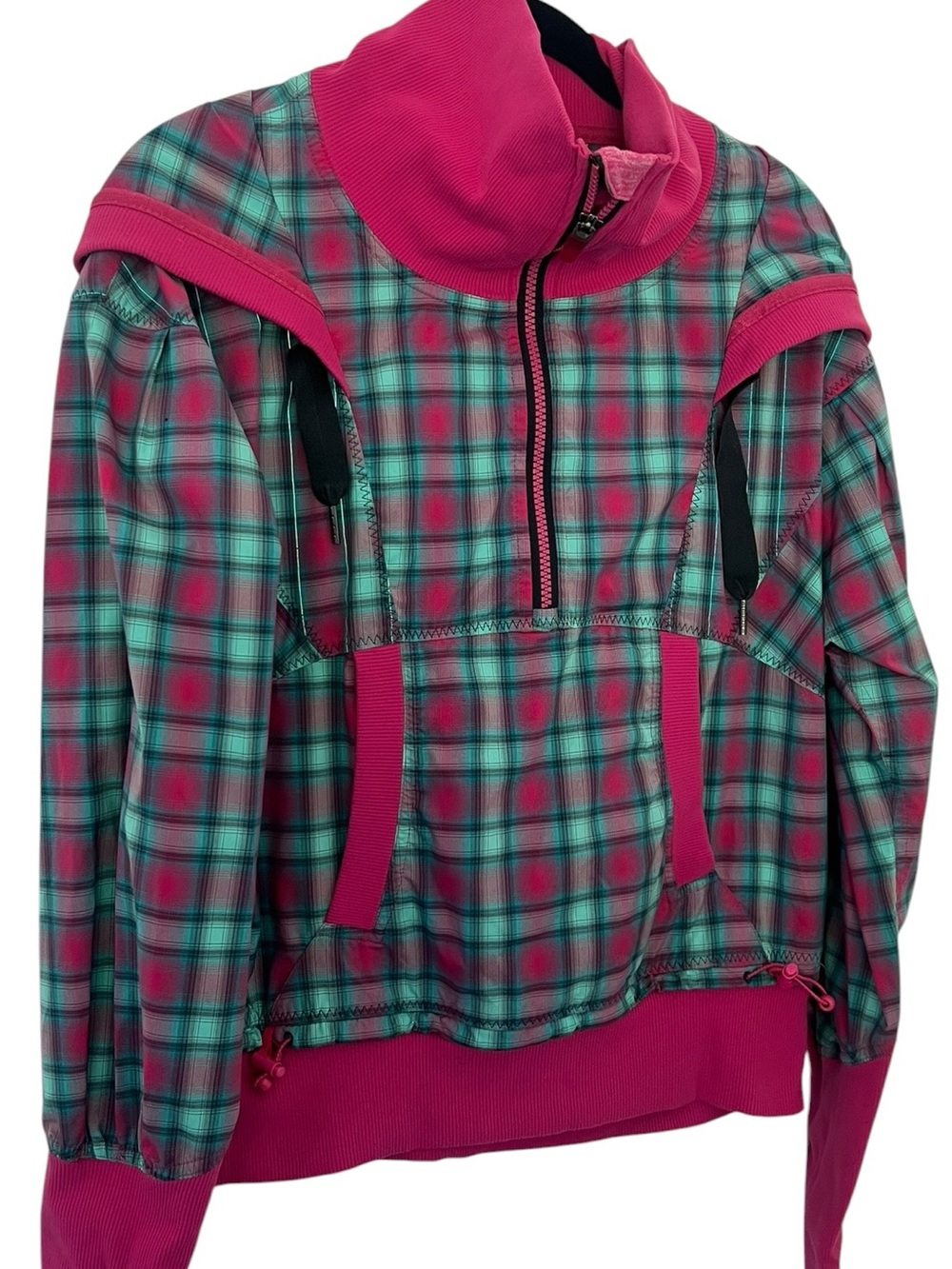 Lululemon Senorita Pink Plaid Pullover Reflection Hoodie Jacket Size 8